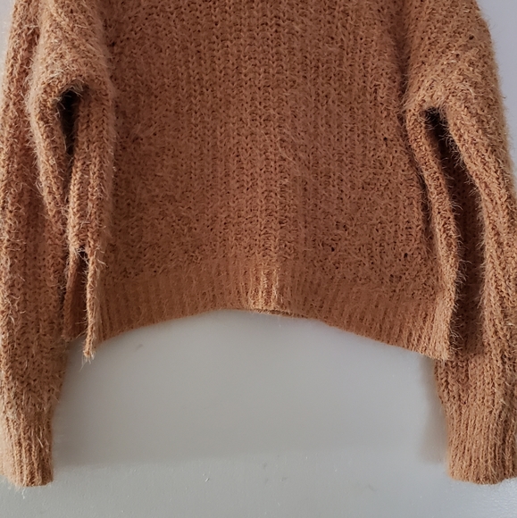 Pointelle Mock-Neck Sweater Eyelash Yarn Color Sunflower Size: Small NWT - Picture 6 of 8